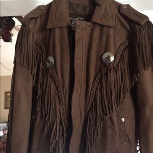 First Brand Leather Fringe Motorcycle Jacket